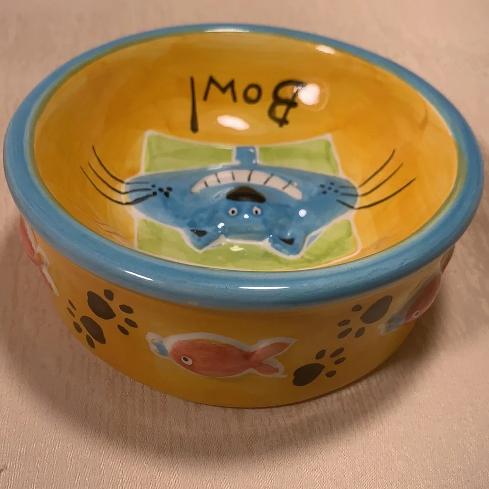 Pair of Ceramic Cat Food Water Bowls